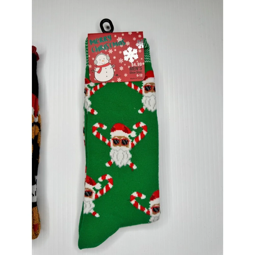 Christmas Socks 3 Pack Naughty Nice Gingerbread Santa Novelty Crew Socks Unisex